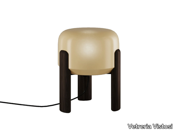 SATA LT - Wood and glass table lamp _ Vetreria Vistosi