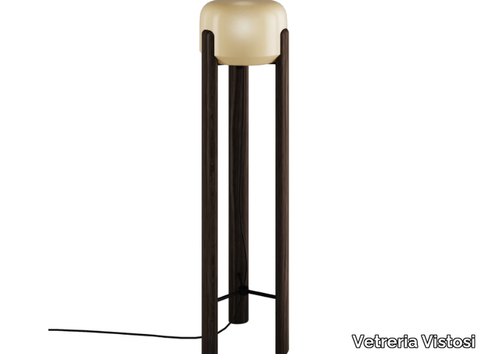 SATA PT - Wood and glass floor lamp _ Vetreria Vistosi