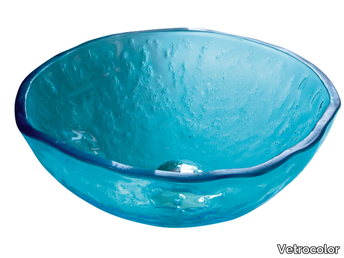 COROLLA CRYSTAL - Countertop round glass washbasin _ Vetrocolor