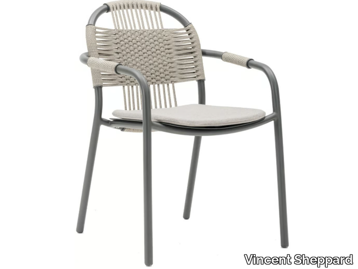 CLEO - Aluminium garden chair with armrests _ Vincent Sheppard