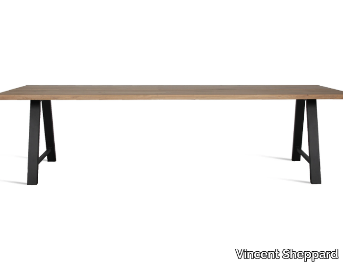 ALBERT A BASE - Rectangular steel and wood table _ Vincent Sheppard