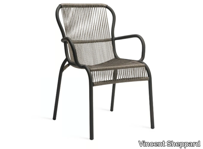 LOOP - Stackable polyethylene fibre garden chair with armrests _ Vincent Sheppard