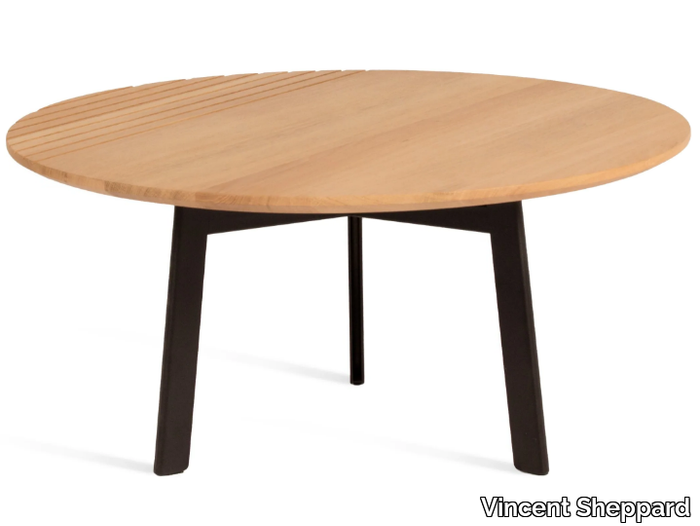 GROOVE - Round oak coffee table _ Vincent Sheppard