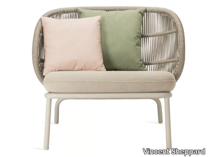 KODO LOUNGE - Rope garden armchair with padedd seat _ Vincent Sheppard