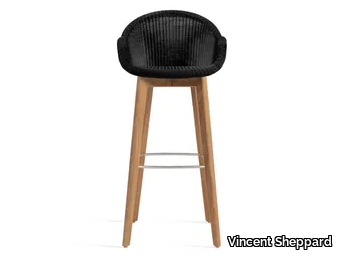 EDGAR - High wicker garden stool with footrest _ Vincent Sheppard