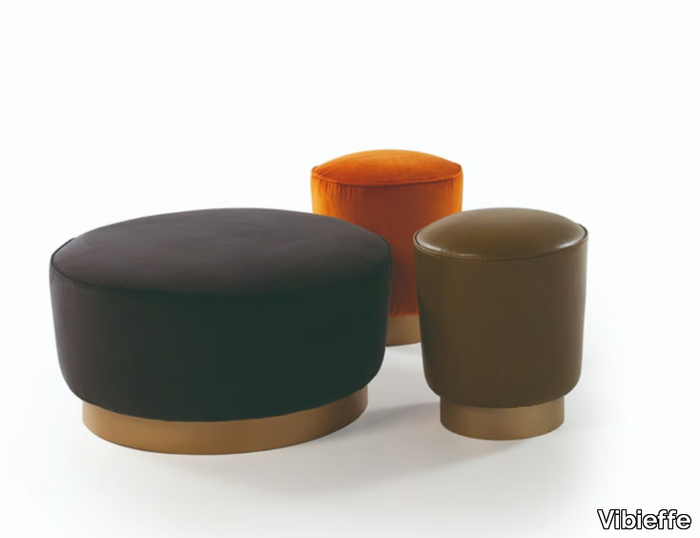 314 A_ROUND - Upholstered leather or fabric pouf _ Vibieffe