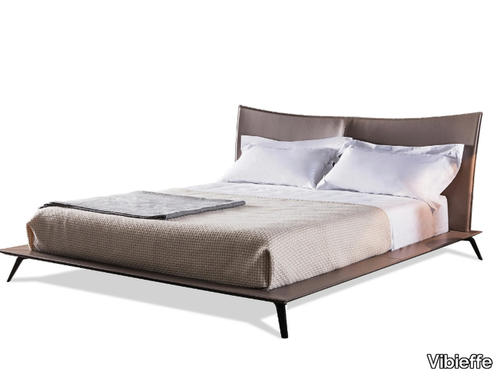 5900 ALA - Double bed with upholstered leather headboard _ Vibieffe