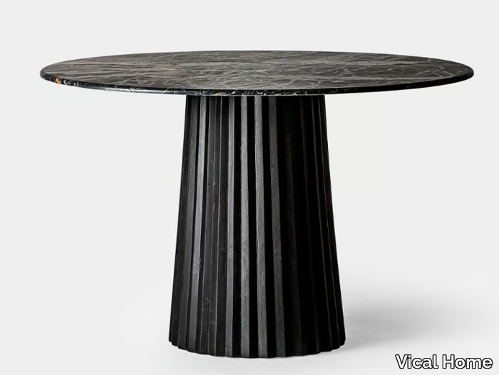 PLISSÉ WOOD - Round mango and marble table _ Vical Home