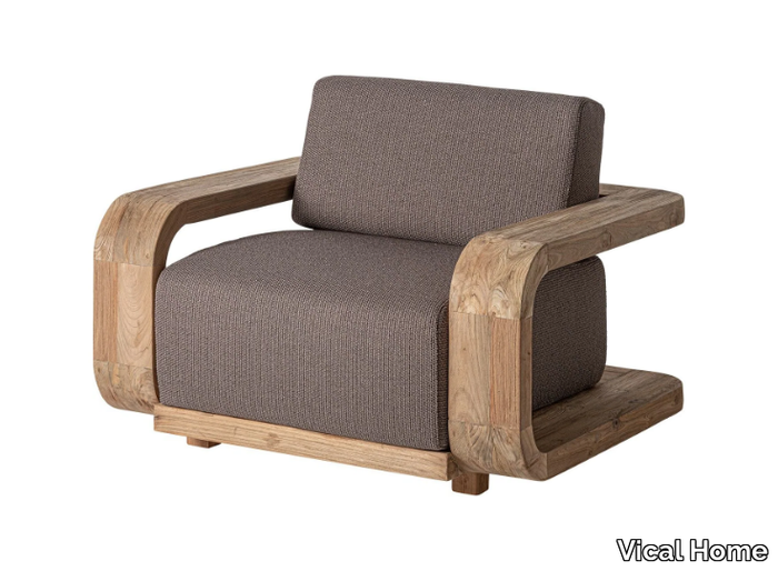 CORBA - Fabric and wooden armchair with armrests _ Vical Home