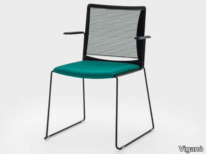 WINNER - Sled base fabric chair with armrests _ Viganò