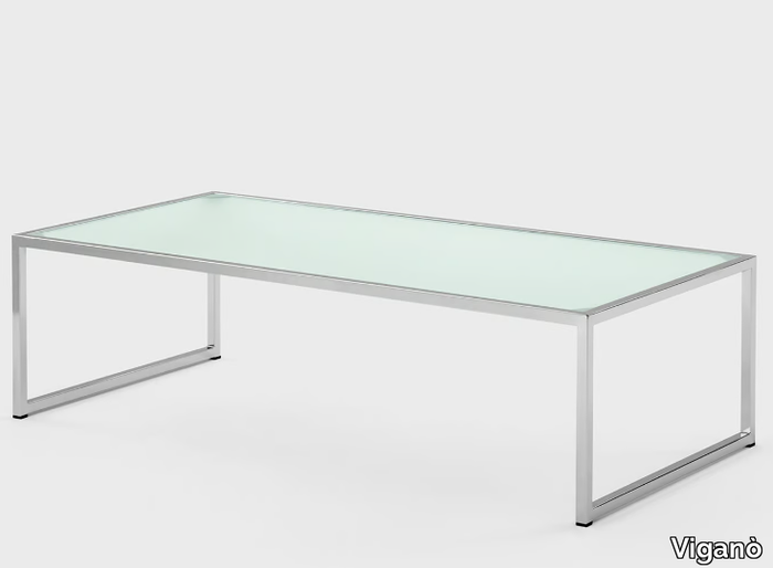 APOLLO - Low rectangular coffee table in metal and glass _ Viganò