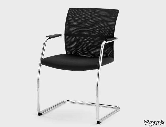 QUEEN MESH - Cantilever fabric chair with armrests _ Viganò