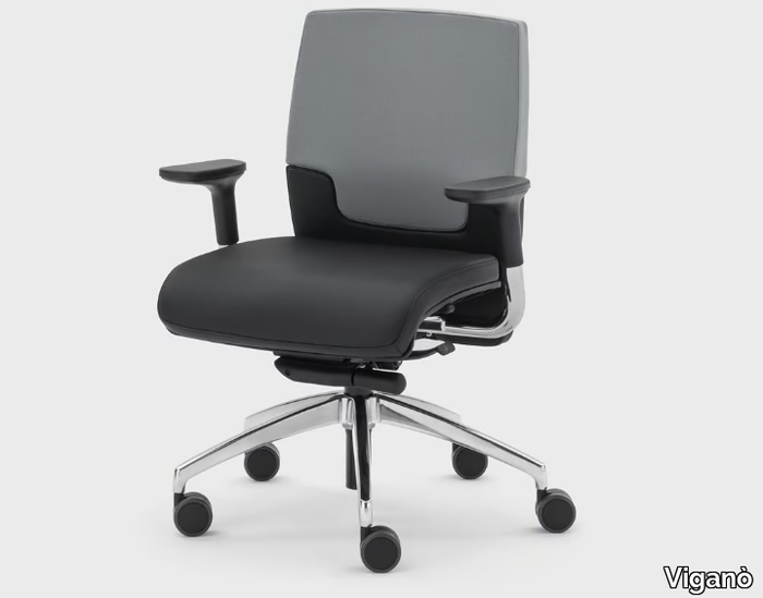 MADAM OFFICE - Height-adjustable leather office chair with armrests _ Viganò