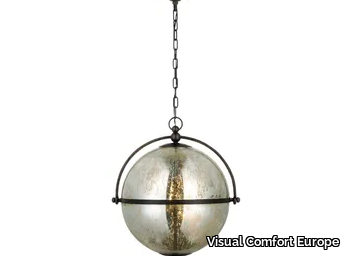 BAYRIDGE - XL Pendant in Aged Iron with Antique Mercury Glass _ Visual Comfort Europe