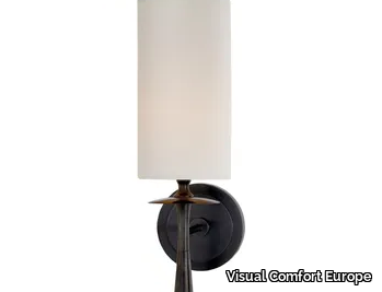 DRUNMORE - Single Sconce in Bronze with Linen Shade _ Visual Comfort Europe