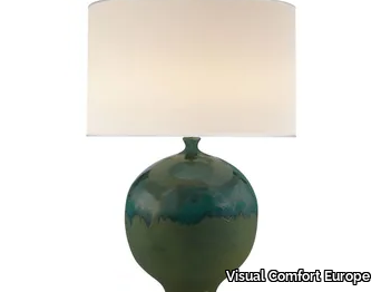 GAIOS - Table Lamp in Volcanic Verdi with Linen Shade _ Visual Comfort Europe