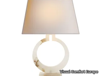 RING - Form Large Table Lamp in Alabaster with Natural Paper Shade _ Visual Comfort Europe