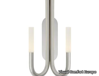 ROUSSEAU - Double Wall Sconce in Polished Nickel with Etched Crystal _ Visual Comfort Europe