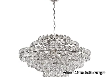 SANGER - Large Chandelier in Polished Nickel with Crystal _ Visual Comfort Europe