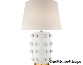 LINDEN MEDIUM - Ceramic table lamp with linen shade _ Visual Comfort Europe