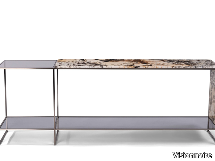 MONDRIAN - Rectangular marble console table with shelving _ Visionnaire