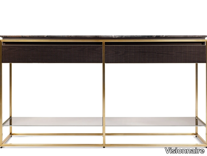 BANNER - Rectangular marble console table with drawers _ Visionnaire