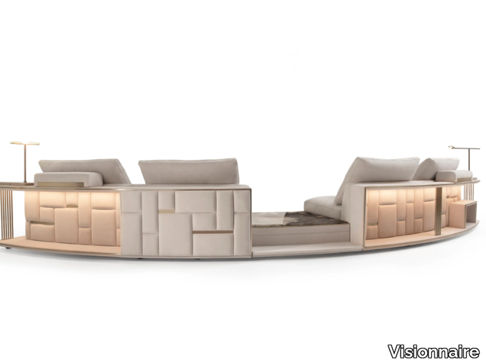 BABYLON RACK CIRCLE - Curved modular leather sofa _ Visionnaire