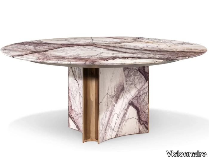 KERWAN - Round marble table with Lazy Susan _ Visionnaire