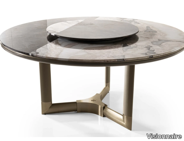 MORGAN - Round marble table with Lazy Susan _ Visionnaire