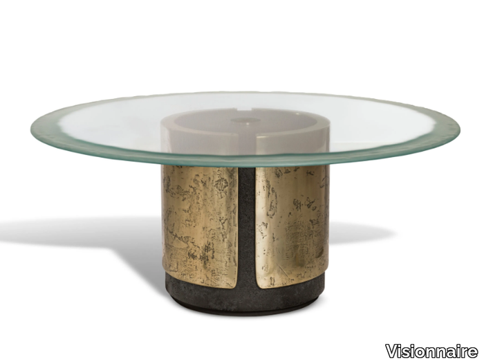 AMOS - Round sandblasted glass dining table _ Visionnaire