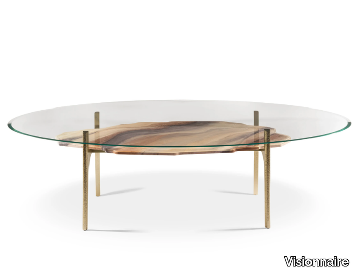 ARKADY - Oval tempered glass living room table _ Visionnaire