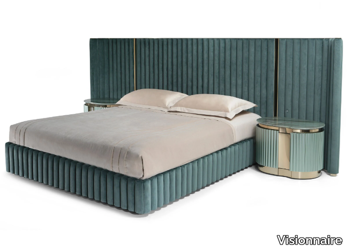 LEONARDO - Velvet double bed with high headboard _ Visionnaire