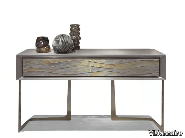 AZIMUT - Rectangular metal console table with drawers _ Visionnaire