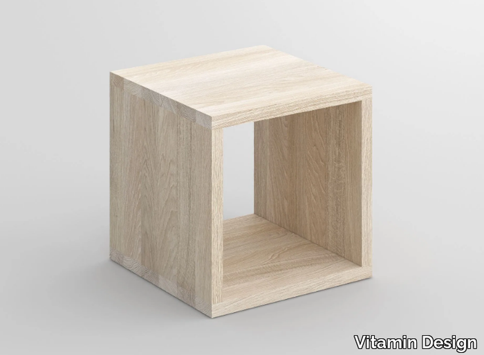 MENA - Square low solid wood coffee table with integrated magazine rack _ Vitamin Design