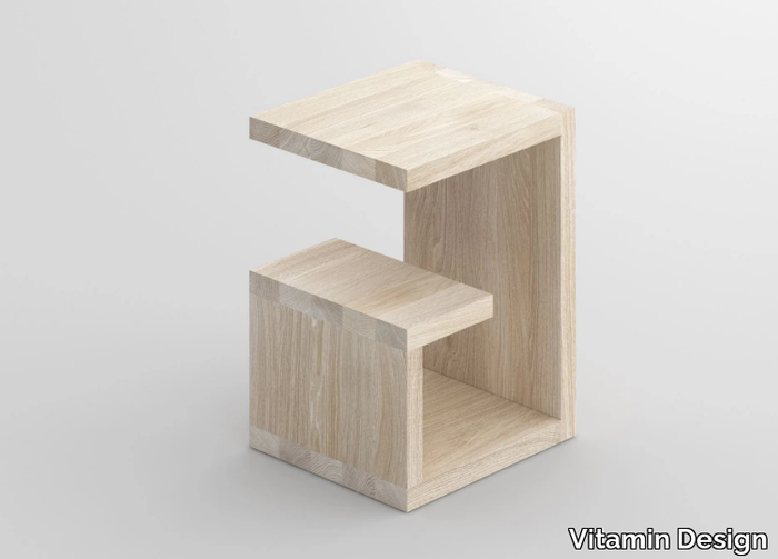 MENA - Rectangular low solid wood coffee table with integrated magazine rack _ Vitamin Design