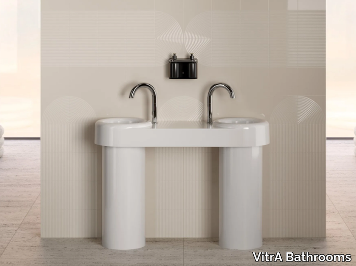 LIQUID - Double round pedestal ceramic washbasin _ VitrA Bathrooms