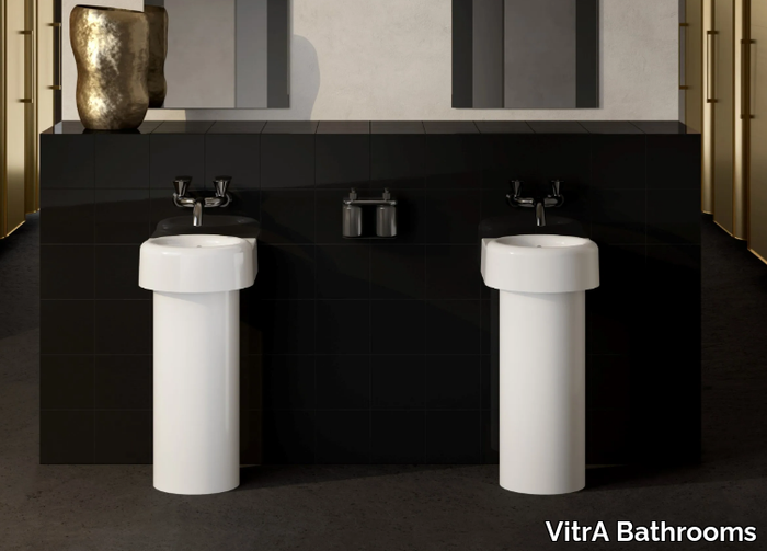 LIQUID - Round single pedestal ceramic washbasin _ VitrA Bathrooms