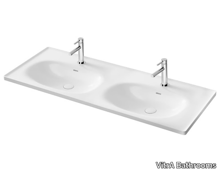 EQUAL - Wall-mounted double ceramic washbasin _ VitrA Bathrooms