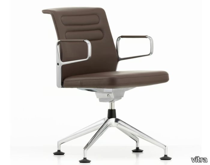 AC 5 MEET - Swivel leather chair with armrests _ Vitra