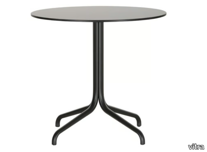 BELLEVILLE TABLE BISTRO - Round table with steel base and wooden top _ Vitra