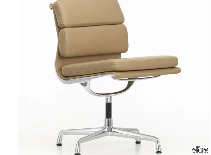 SOFT PAD CHAIR EA 205 - With 4-spoke base leather chair _ Vitra