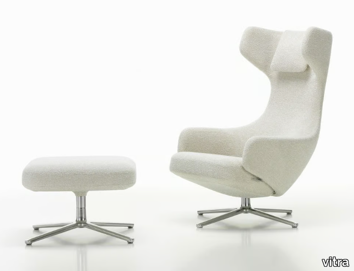 GRAND REPOS & OTTOMAN - Swivel recliner armchair with footstool _ Vitra