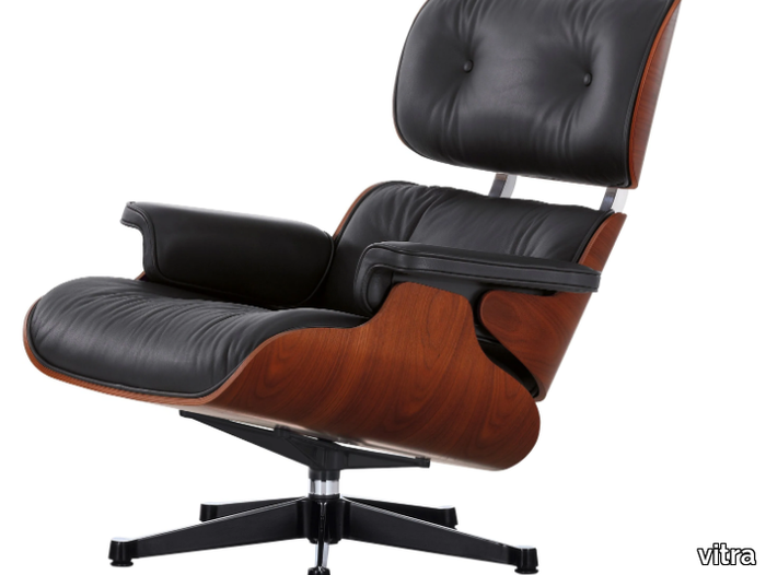 EAMES LOUNGE CHAIR - Swivel leather armchair _ Vitra