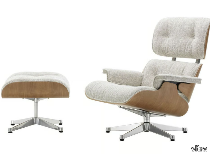 EAMES LOUNGE CHAIR & OTTOMAN NUBIA - Swivel fabric armchair with footstool _ Vitra