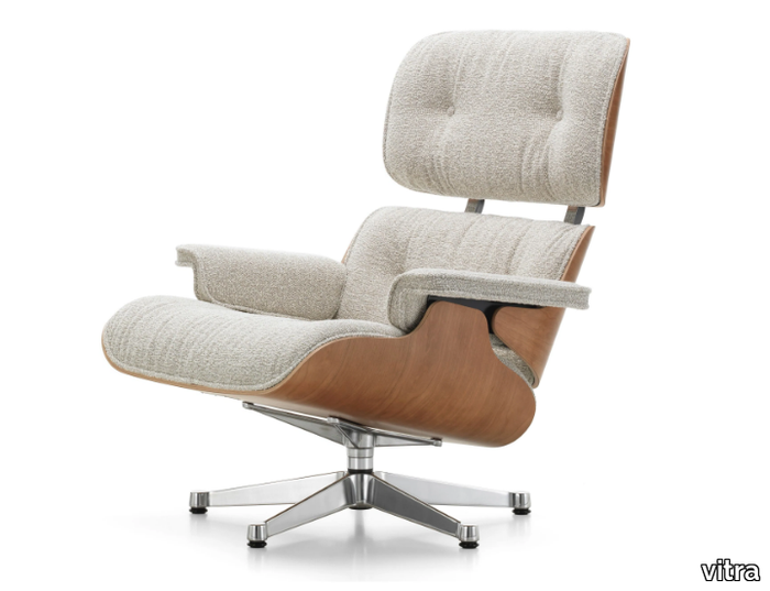 EAMES LOUNGE CHAIR NUBIA - Swivel fabric armchair with armrests _ Vitra