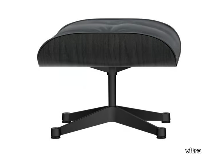 EAMES LOUNGE OTTOMAN BLACK VERSION - With 4-spoke base leather footstool _ Vitra