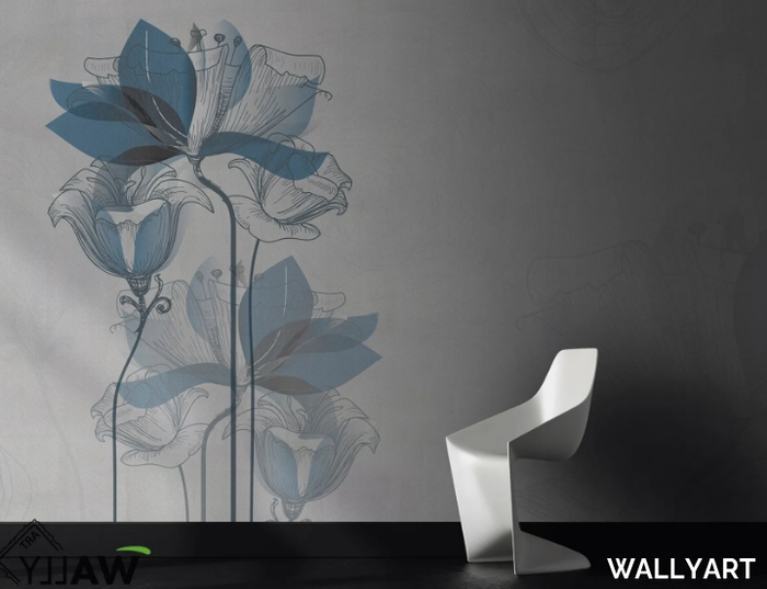 AVIO - Fire retardant washable nonwoven wallpaper with floral pattern _ WALLYART