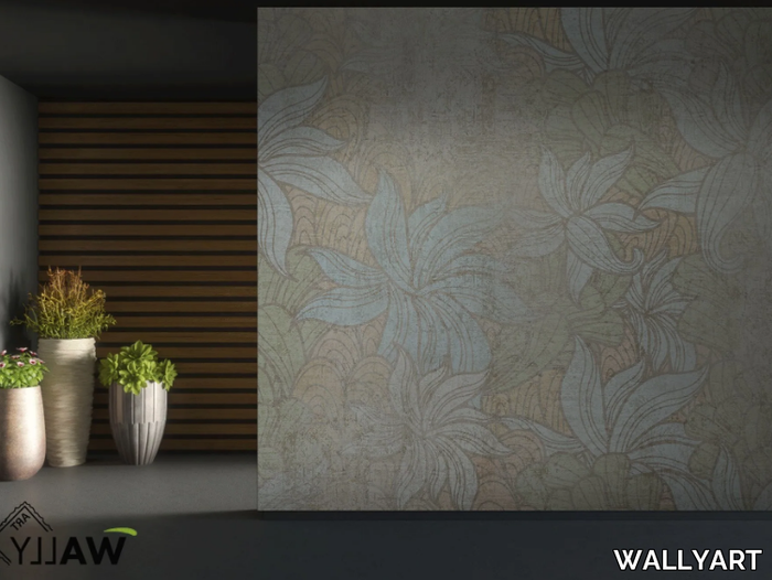 BLOSS - Fire retardant washable Tropical nonwoven wallpaper _ WALLYART