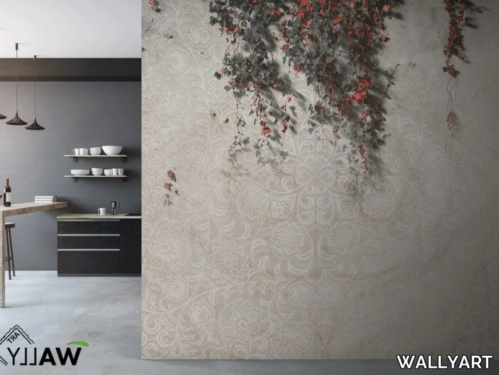 CLIMBER - Fire retardant washable nonwoven wallpaper with floral pattern _ WALLYART