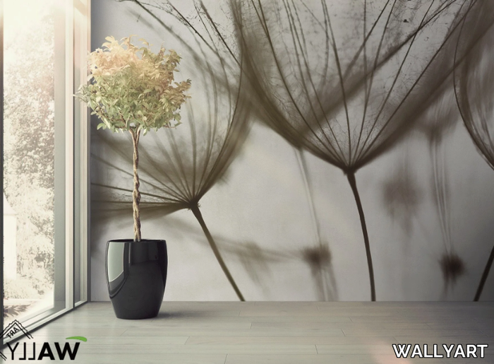 DANDELION - Fire retardant washable nonwoven wallpaper with floral pattern _ WALLYART